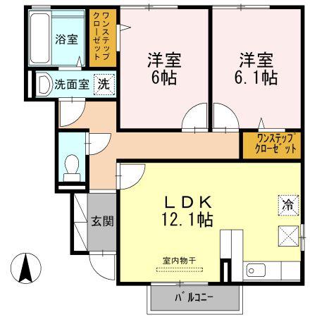 プリマベーラ(2LDK/1階)の間取り写真