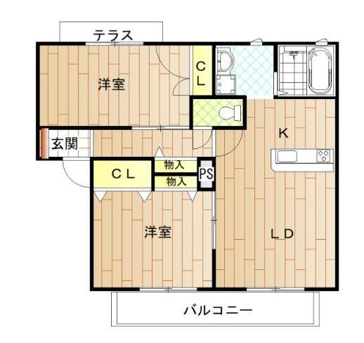 グリーンコート上牧 1F(2LDK/1階)の間取り写真