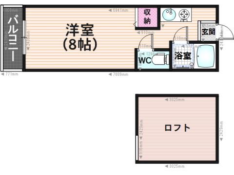 パンシオンヴィラカトレア(1K/2階)の間取り写真