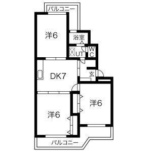 シエラ光が丘C棟(2LDK/3階)の間取り写真
