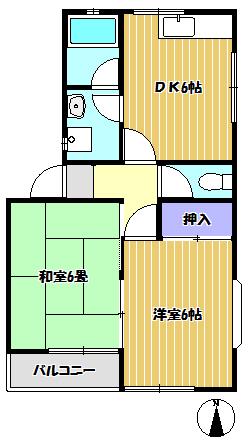 アヴァンメゾン新守谷C棟(2DK/1階)の間取り写真
