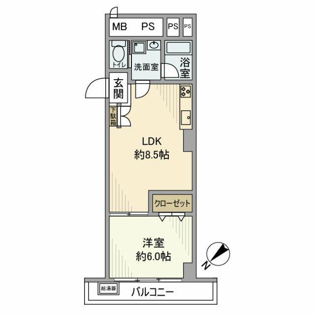 東海町田マンション(1LDK/2階)の間取り写真