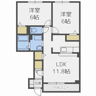 LEAFPLAZAⅡ(2LDK/1階)の間取り写真