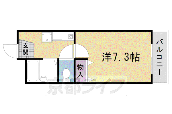 パルデンス御室(1K/2階)の間取り写真