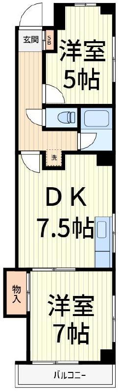 池田マンション(2DK/7階)の間取り写真