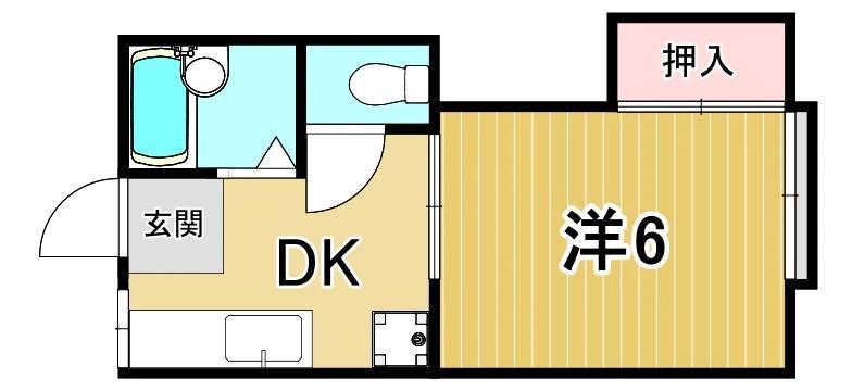 木田コーポII(1DK/1階)の間取り写真