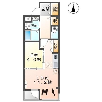 クオーレ浄心(1LDK/1階)の間取り写真