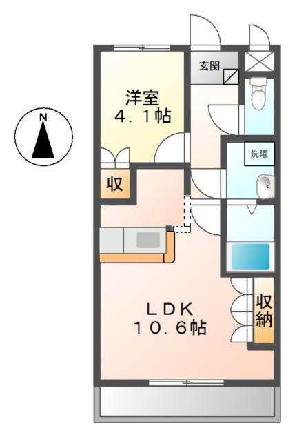 ローズパラーシオ(1LDK/1階)の間取り写真