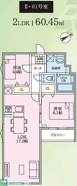 カームグレイスII(2LDK/1階)の間取り写真