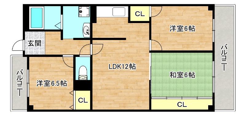 プレミール巽(3LDK/4階)の間取り写真