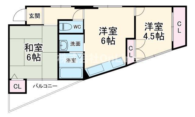 リバーサイドヴィラ(2DK/3階)の間取り写真