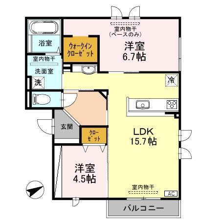 フローラ(2LDK/2階)の間取り写真