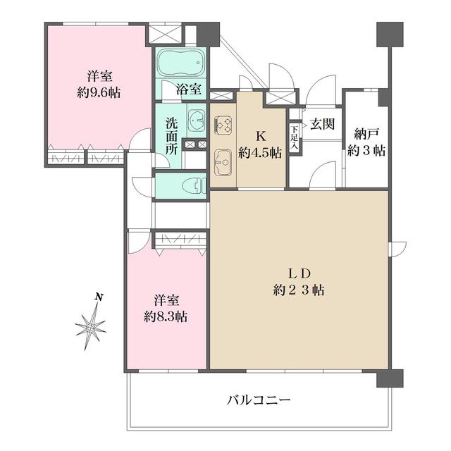 芦屋サニーヒルウエスト(2LDK/2階)の間取り写真