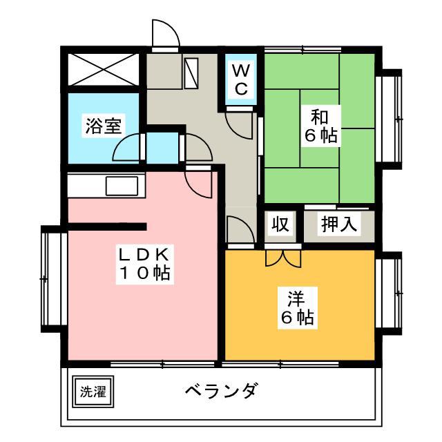ガーデンヒル(2LDK/2階)の間取り写真