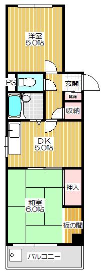 AKビル(2DK/2階)の間取り写真