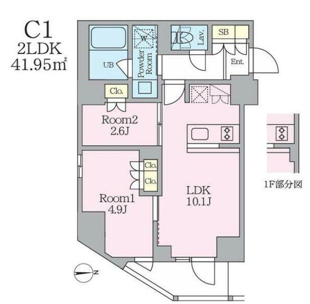 クレストコート東池袋(2LDK/5階)の間取り写真