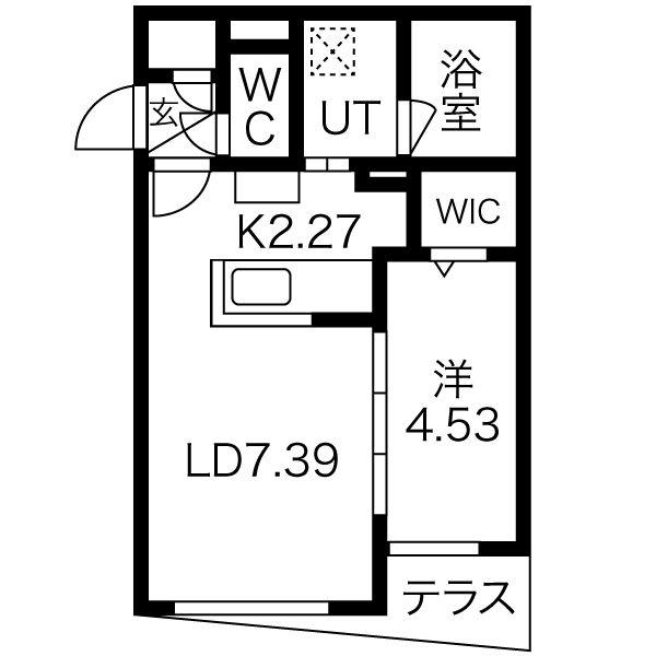 ベラルーチェ水車町(1LDK/1階)の間取り写真