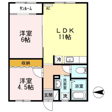 CAT BOX(2LDK/1階)の間取り写真