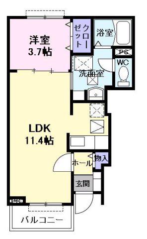 セレノ味美(1LDK/1階)の間取り写真