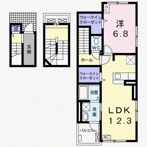 SATUKI(1LDK/3階)の間取り写真