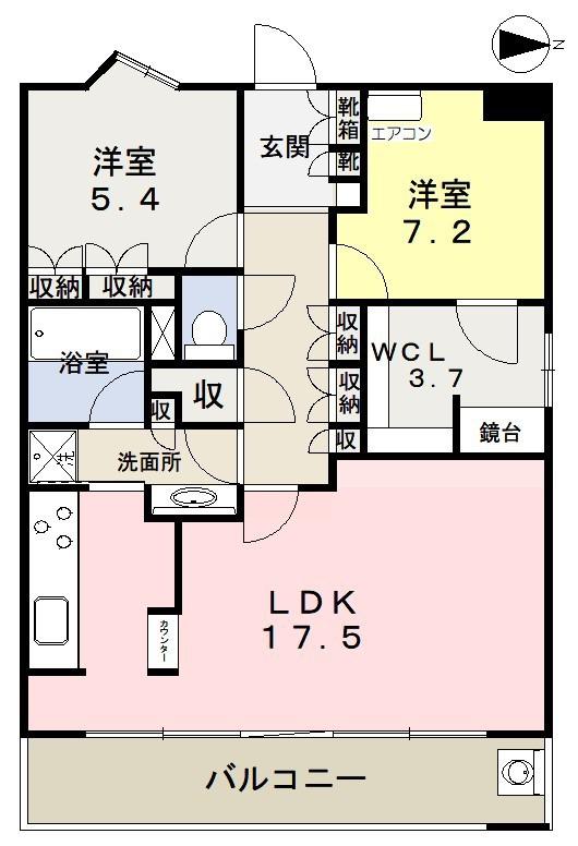 フォレストビュータワー鹿田町1(2SLDK/3階)の間取り写真