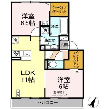 プレジボヌール弥永(2LDK/1階)の間取り写真