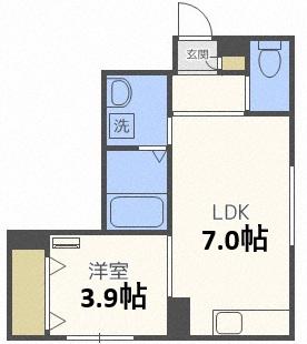 ハレイワコート(1DK/3階)の間取り写真