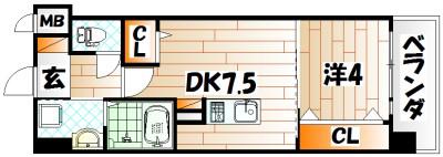 メディプラカーサ(1DK/2階)の間取り写真