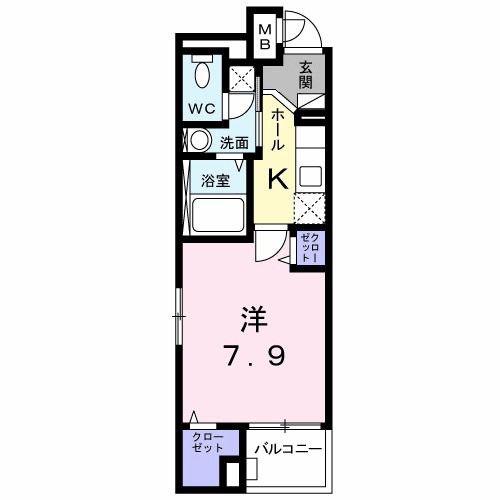 グランツ堀田(1K/2階)の間取り写真