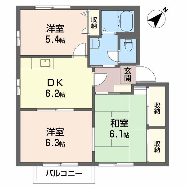 ヴィオラ片山 C棟(3DK/2階)の間取り写真