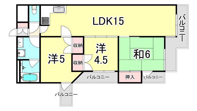 ネオダイキョー甲子園II(1LDK/14階)の間取り写真
