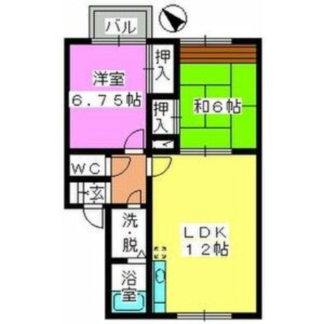 メロディハイツ永隈(2LDK/1階)の間取り写真