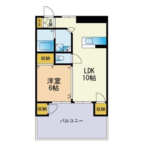ヨーロピアン祇園(1LDK/3階)の間取り写真