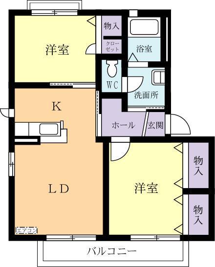 ひたち野TMFLAT C(2LDK/1階)の間取り写真