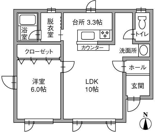 サンクレインII(1LDK/1階)の間取り写真
