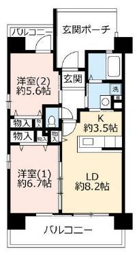 UR 浜甲子園なぎさ街24(2LDK/3階)の間取り写真