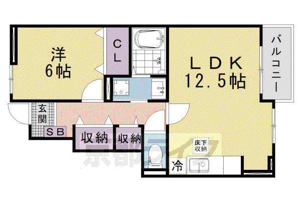 リヴィエール草津I(1LDK/1階)の間取り写真