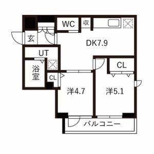 スカイコートパレス蒲田Ⅱ(2DK/4階)の間取り写真