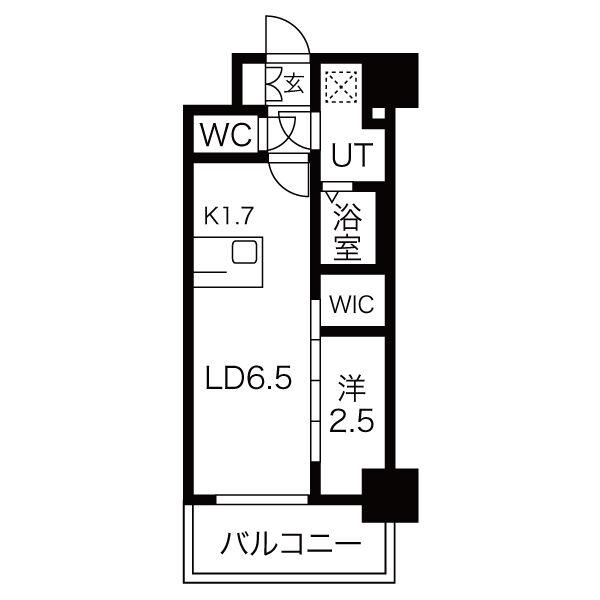 メイクスWアート金山ウエスト(1LDK/9階)の間取り写真