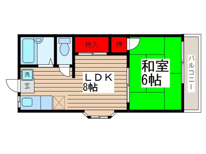 バードピア秋津1号館(1LDK/1階)の間取り写真