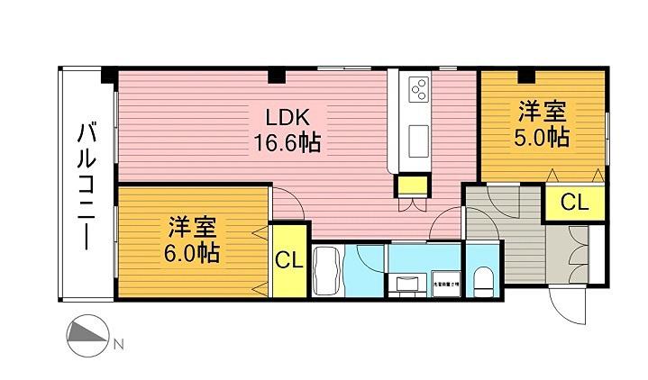 レインボー池場(2LDK/4階)の間取り写真