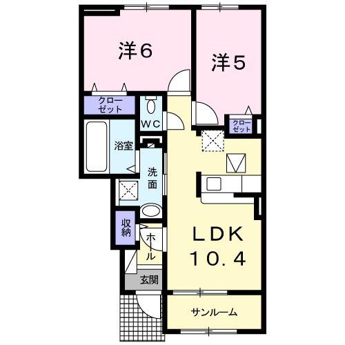 アナスタシア(2LDK/1階)の間取り写真