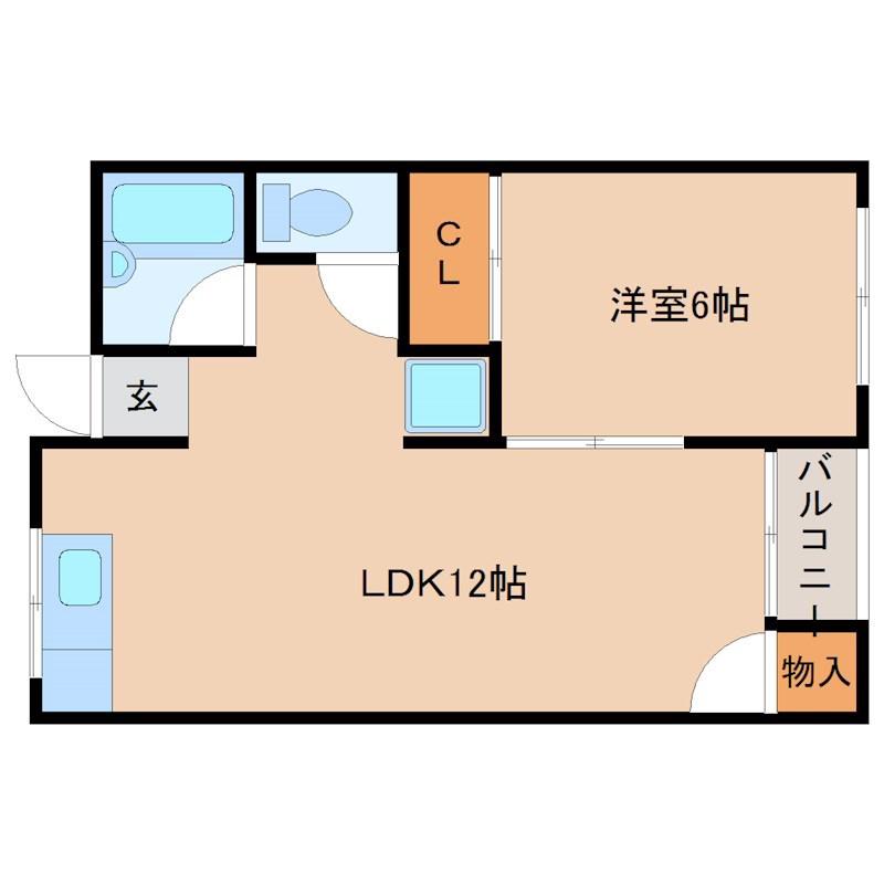 シャトーアムール(1LDK/2階)の間取り写真