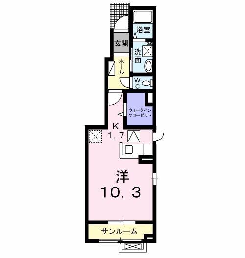ヴィラージュ ラフィネII(ワンルーム/1階)の間取り写真