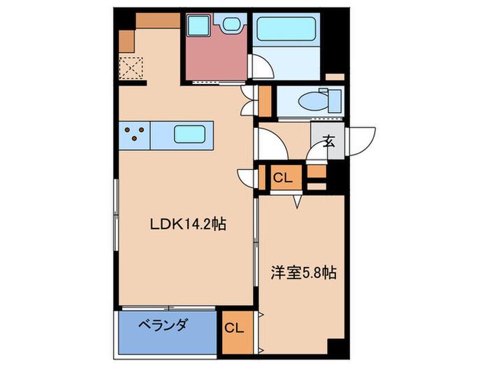 FLORA UMEDAHIGASHI(1LDK/1階)の間取り写真