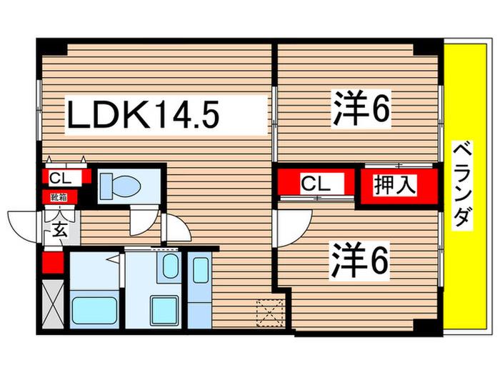 ウインドー東野(2LDK/2階)の間取り写真