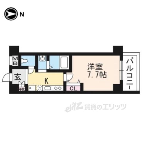 イースト GATE 京都(1K/4階)の間取り写真