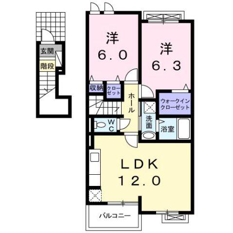 HARUKU80B(2LDK/2階)の間取り写真