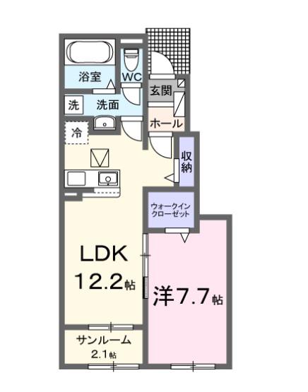アウロ一ラ・新田B(1LDK/1階)の間取り写真