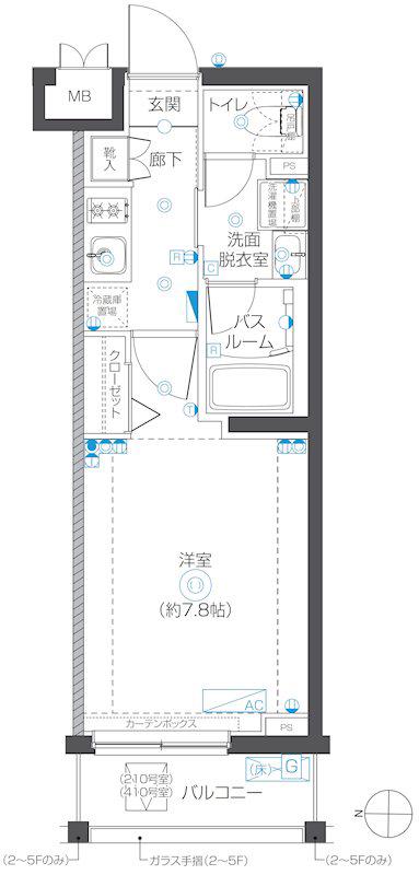 ZOOM武蔵新城(1K/2階)の間取り写真
